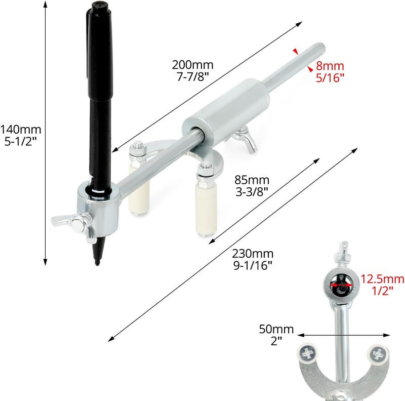 QWORK Auto Body Repair Scriber Tool Set - Adjustable Range 0-20cm for Precision Automobile Dent Repair and Car Body Line Marking - Including Parallel Scriber and Branched Line Pen - Image 5